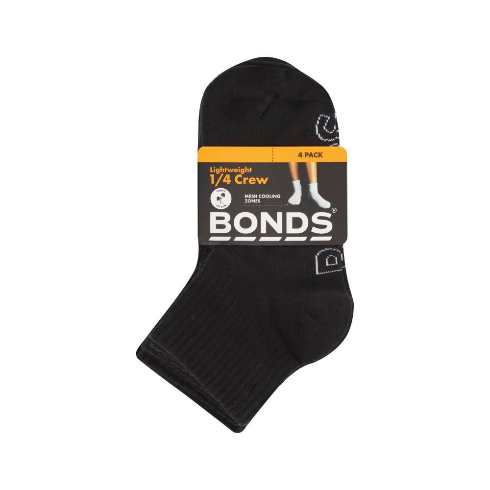 Bonds Kids Logo Light Quarter Crew Socks Size 13-34 - pack