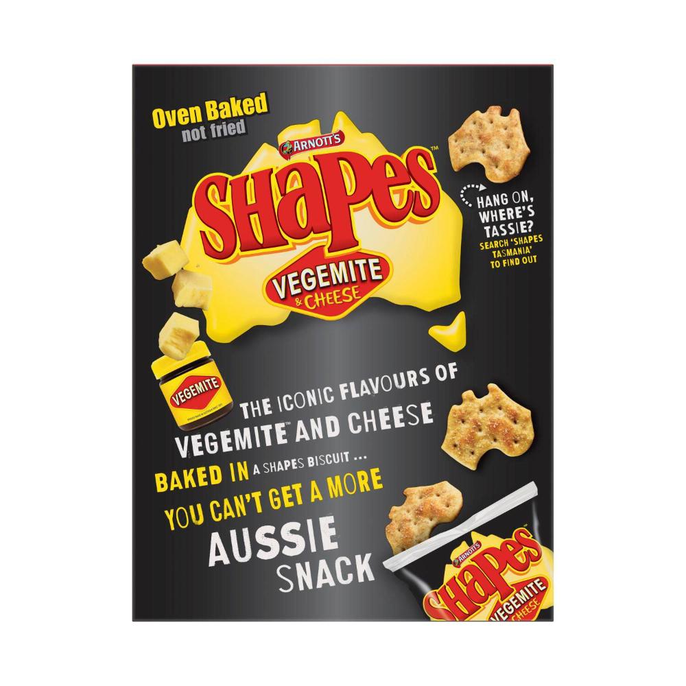 Arnott's Shapes Vegemite & Cheese Cracker Multipack 8 Pack - 200g
