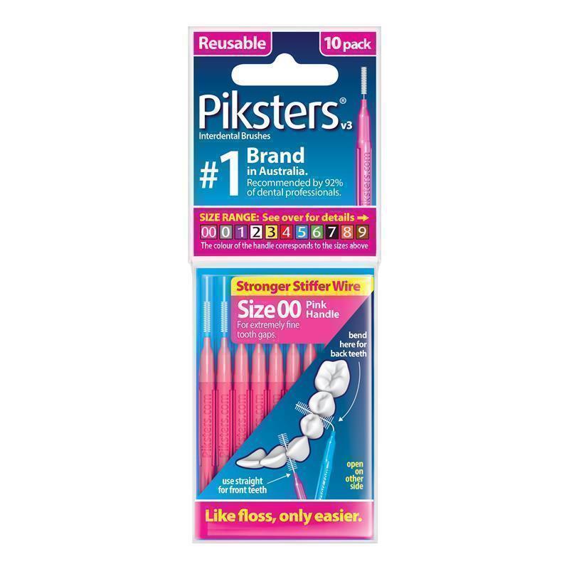 Piksters Interdental Brushes Size 00 Pink 10 Pack
