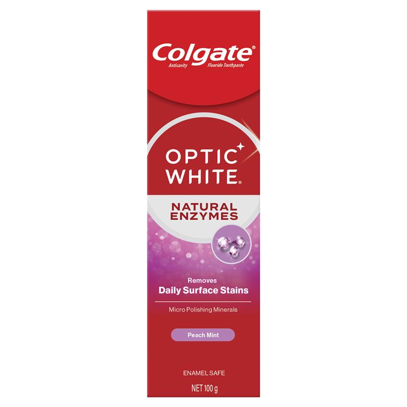 Colgate Toothpaste Optic White Natural Enzymes Peach Mint 100g