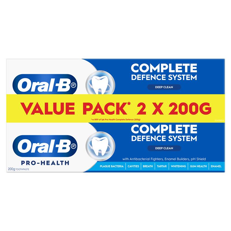 Oral B Toothpaste Pro Health Complete Defence System Deep Clean 2 x 200g Value Pack