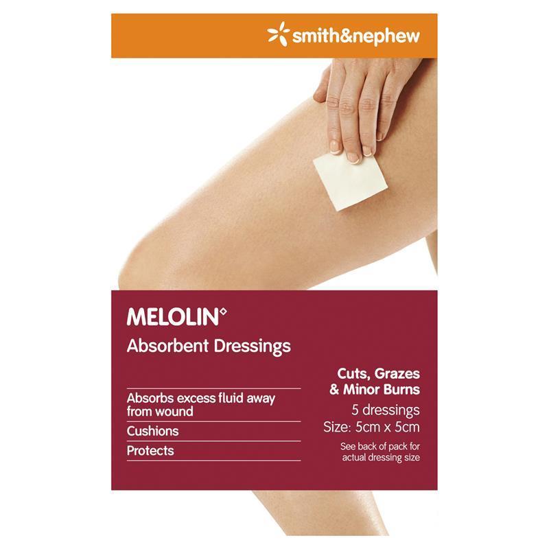 Melolin 5cm x 5cm Low Adherent Wound Dressing - 5 Pack