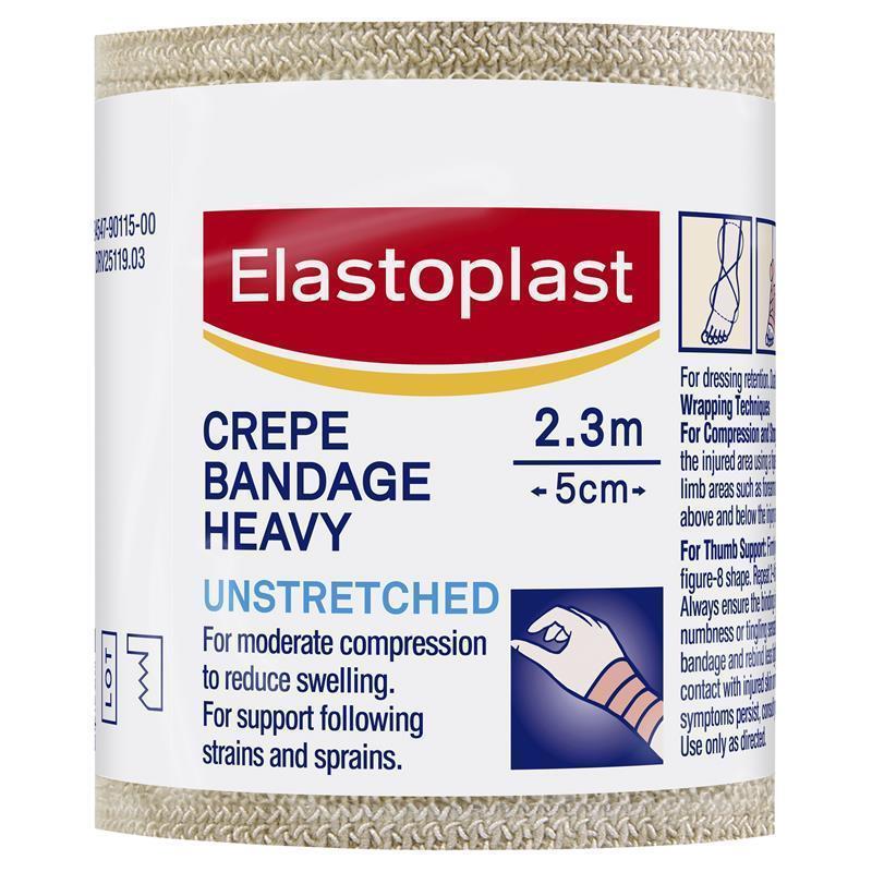 Elastoplast Heavy Weight Crepe Bandage 5cm x 2.3m - Support for Strains and Sprains