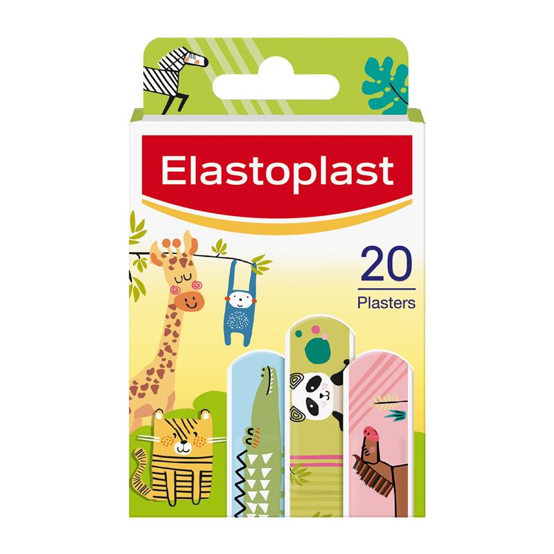 Elastoplast Kids Animal Plasters - 20 Fun Strips for Wound Care