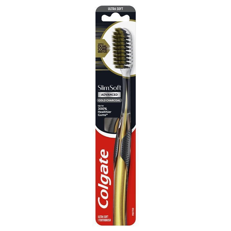 Colgate Toothbrush Slim Soft Advanced Gold Charcoal Ultra Soft