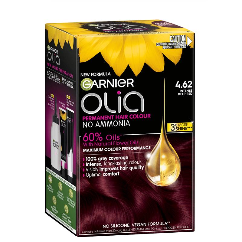 Garnier Olia 4.62 Intense Deep Red Permanent Hair Colour No Ammonia 60% Oils