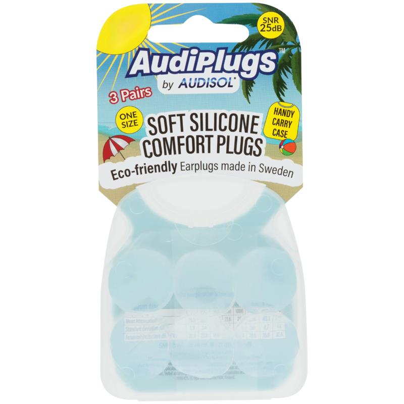 Audiplugs Soft Silicone Comfort Ear Plugs - 3 Pairs for Ultimate Comfort