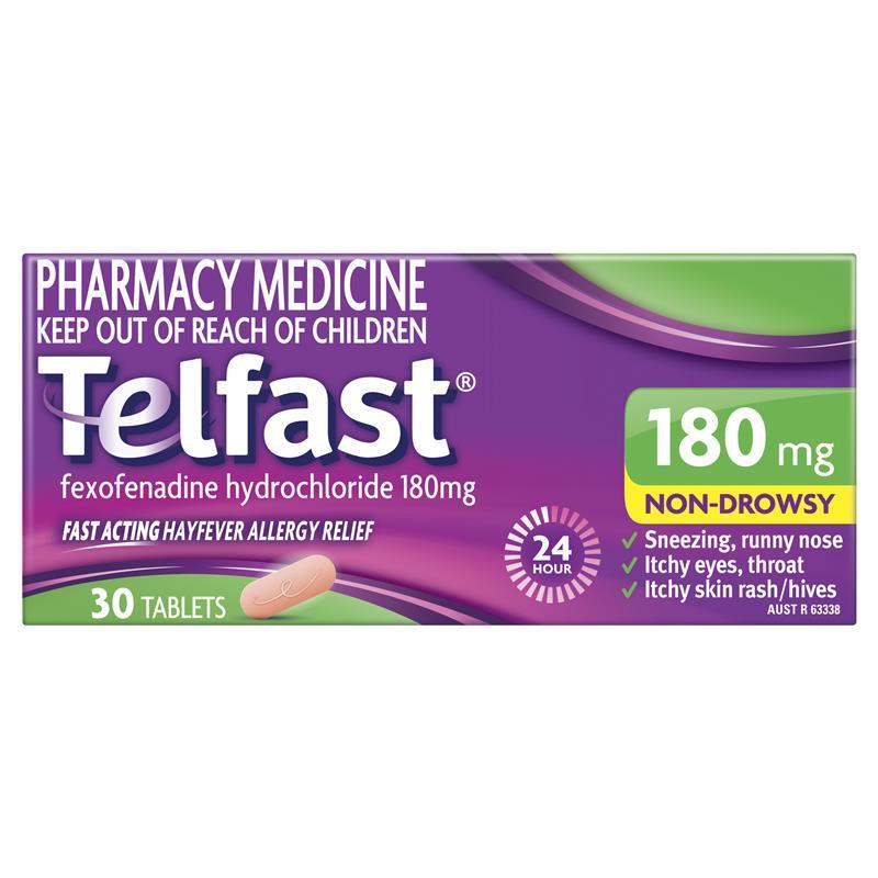 Telfast Hayfever Allergy Tablets 180mg 30 Pack