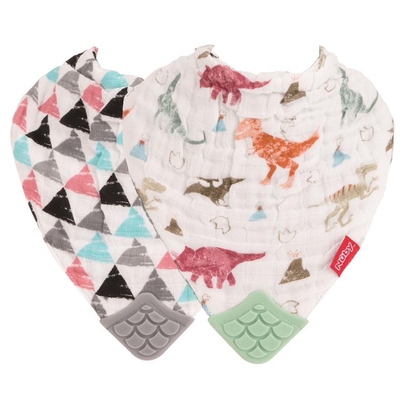 Nuby Muslin Bandana Bib with Teething Corner Girl 2 Pack