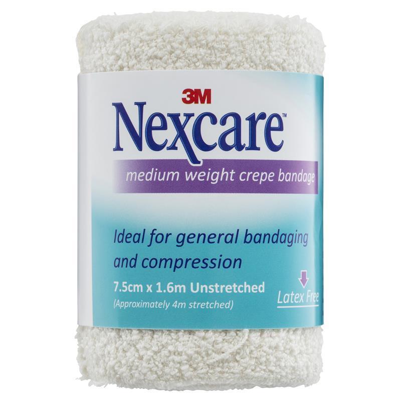 Nexcare Medium Crepe Bandage 75mm x 1.6m - Gentle Support & Compression