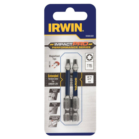 Irwin Impact Pro Performance Bits T15 57mm 2 Pack