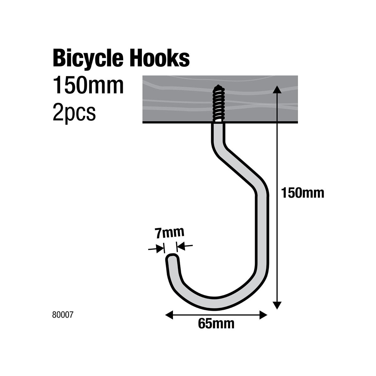 Everhang Bicycle Storage Hooks - 152mm x 65mm - Steel - PVC Coated - 2 Pack