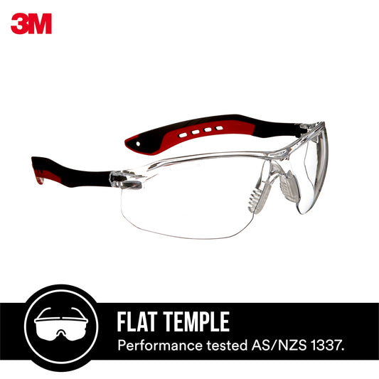 3M Black Clear Flat Temple Safety Glasses