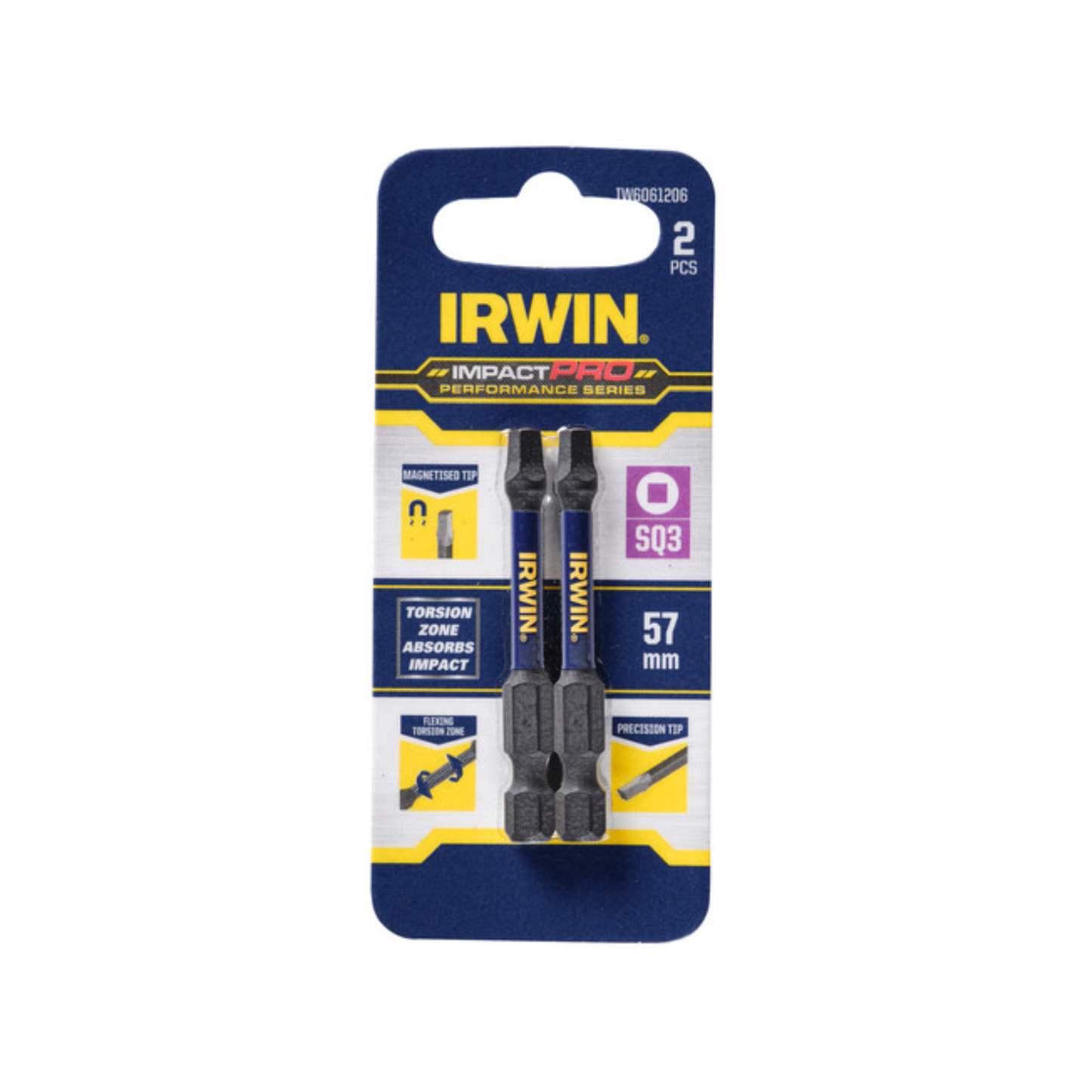 Irwin Impact Pro Performance Bits 57mm SQ3 2 Pack