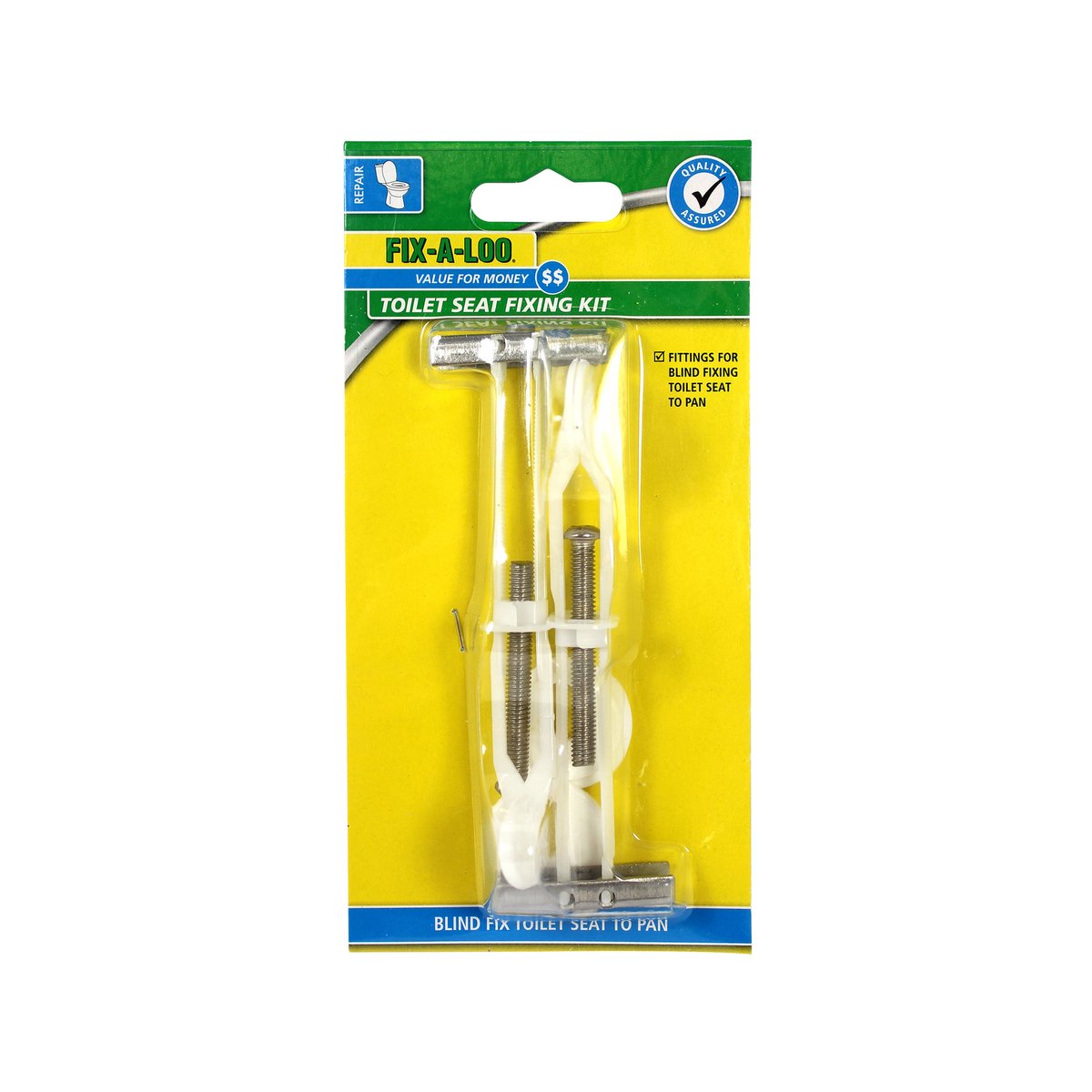 Fix a Loo Toilet Seat Blind Fixing Kit - 240mm x 125mm - Plastic - Easy Fit