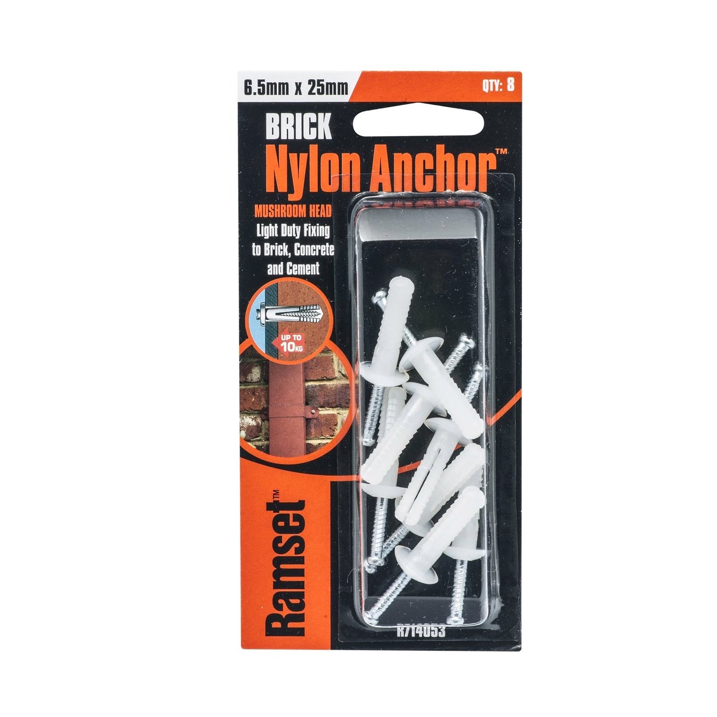 Ramset Nylon Anchor - 6.5 x 25mm - 8 Pack