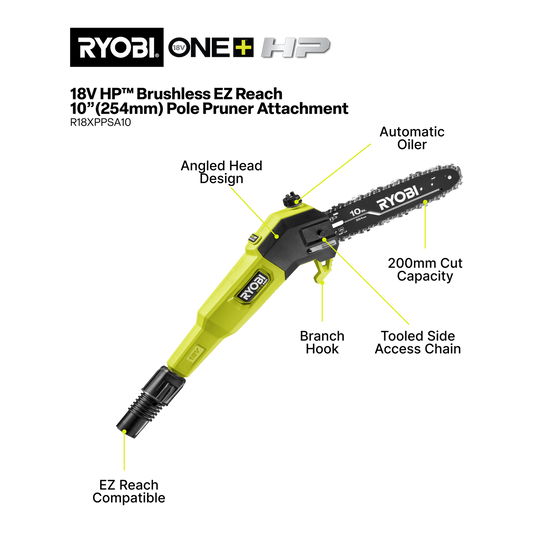 Ryobi One EZ Reach HP Pole Pruner Attachment - 10"