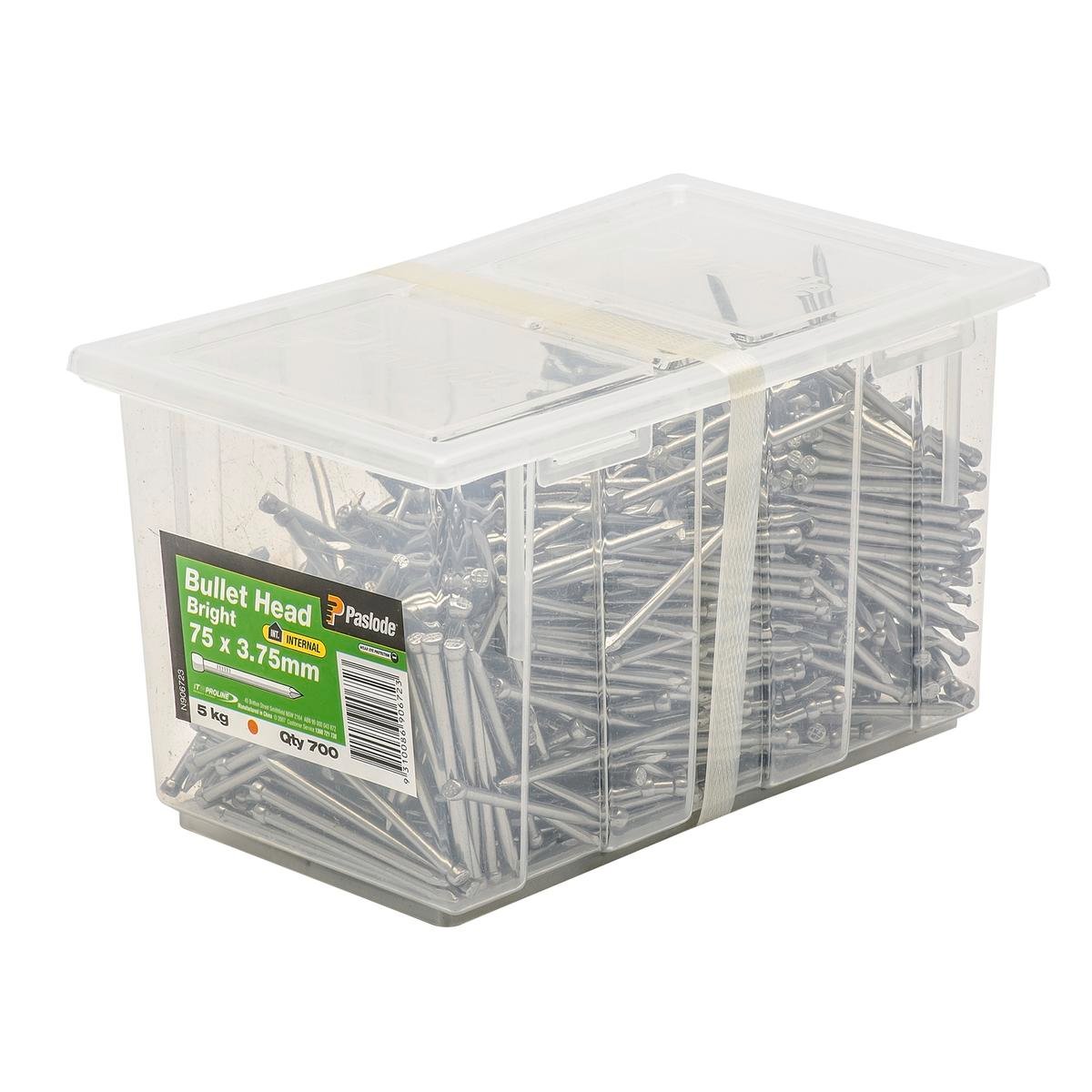 Paslode Bullet Head Nails - 75mm x 3.75mm - Bright Steel - 700 Pack - Internal Use