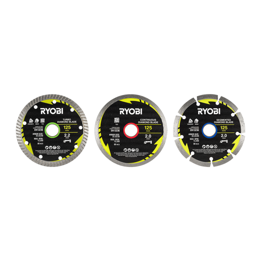 Ryobi Mixed Diamond Blade Set - 125mm - 3 Piece