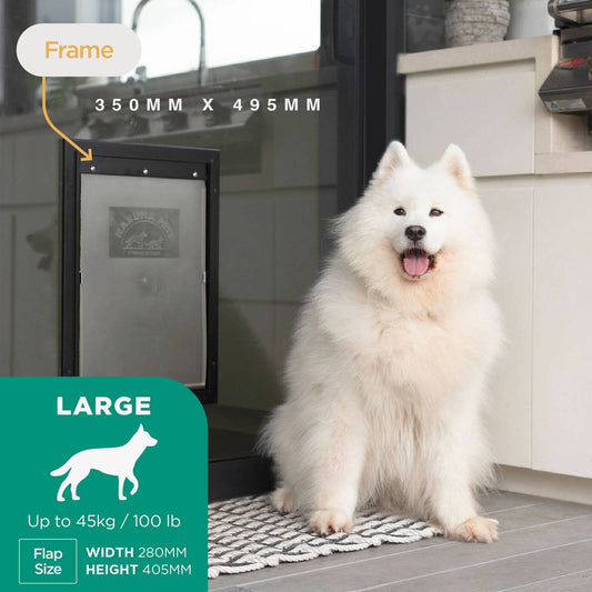 Hakuna Pets Pet Door - 280mm x 405mm - Aluminium - Lockable Slide