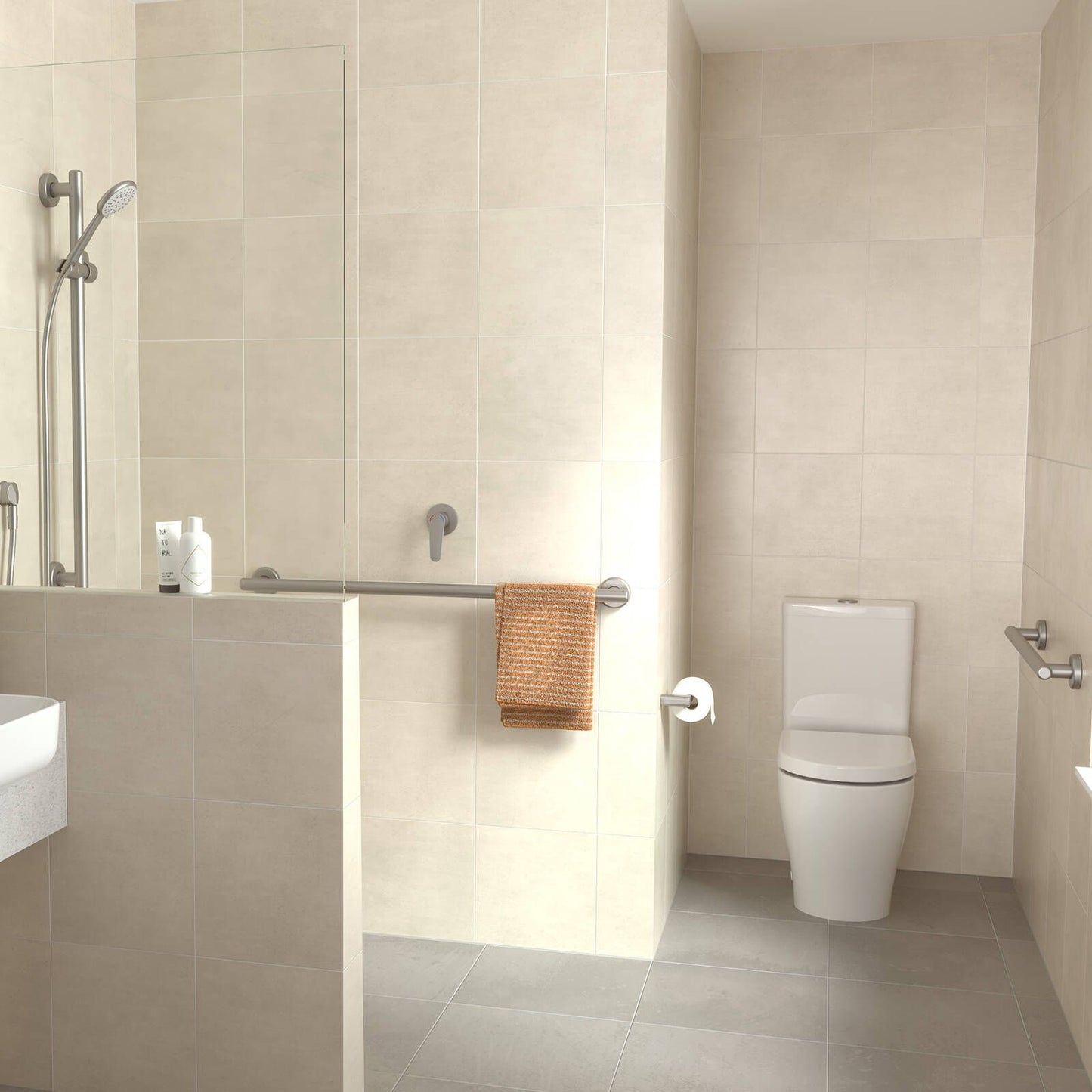 Homecare By Caroma Straight Grab Rail - 300mm - Brushed Nickel
