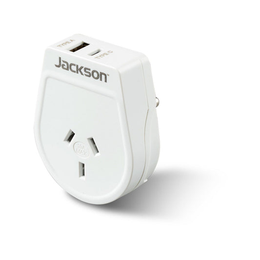 Jackson Outbound Slim USB A and C Travel Adaptor - India, Sri Lanka