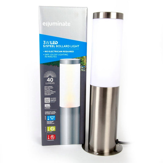 Elluminate Garden Bollard - Warm White - 75mm Stainless Steel - Safe
