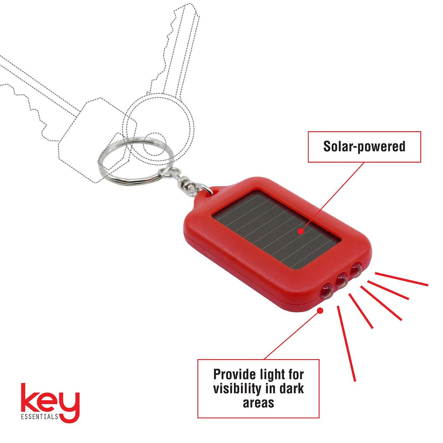 Key Essentials Solar Operated Key Ring - Assorted Colours