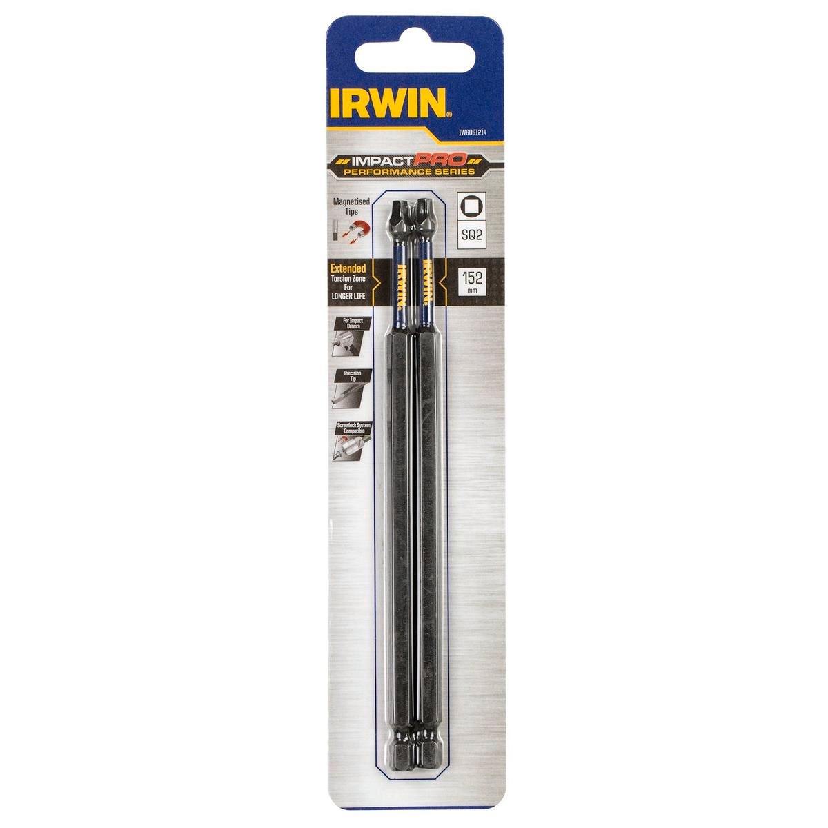 Irwin Impact Pro Performance Bits SQ2 152mm 2 Pack