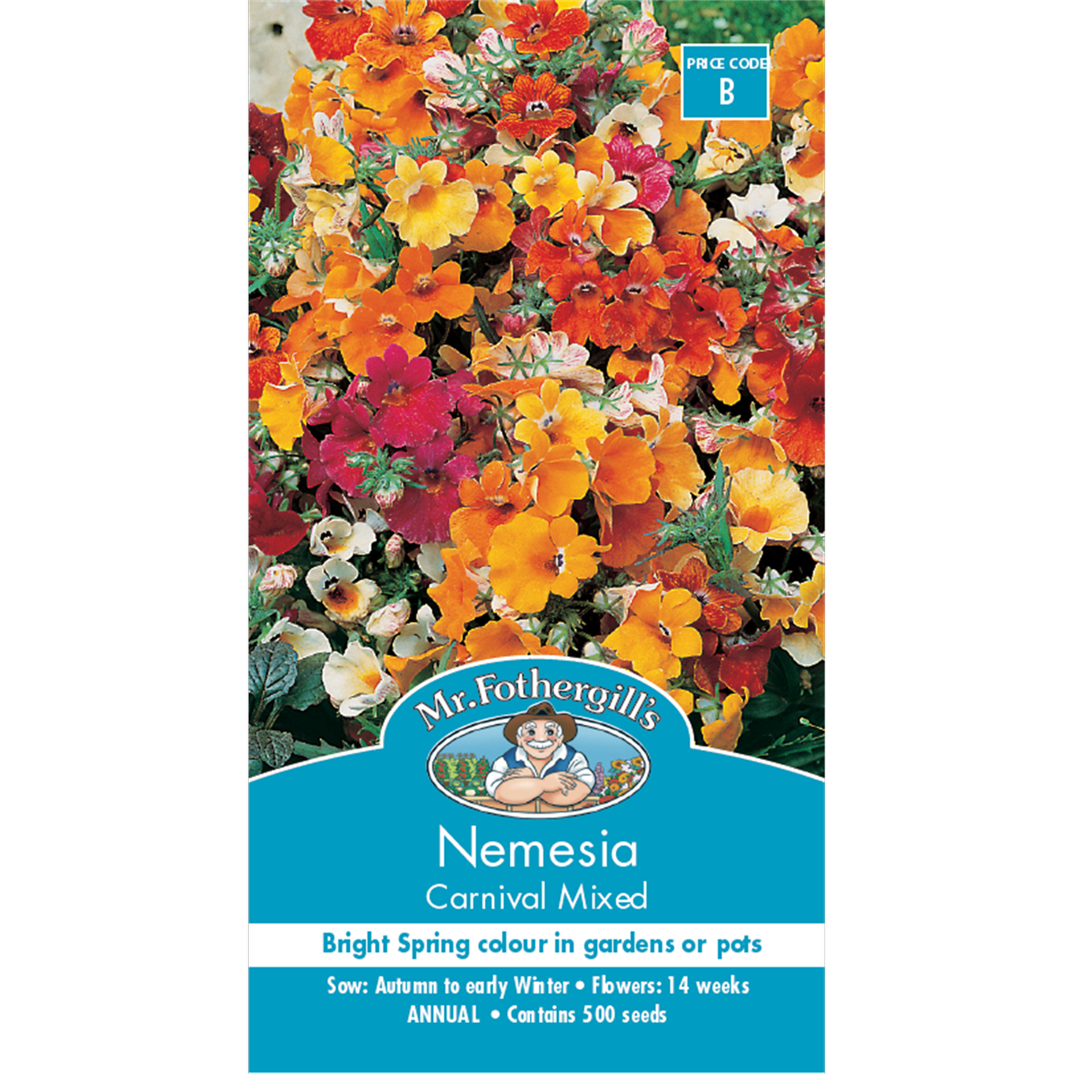 Mr Fothergill Nemesia Carnival Mixed Flower Seed 75mm Half Hardy Annual