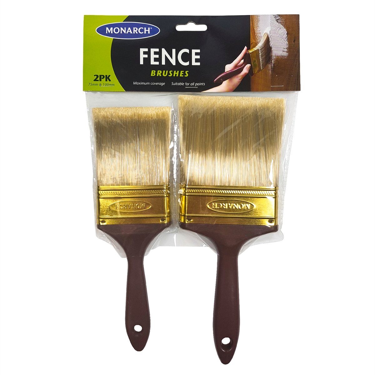 Monarch Fence Brush Set - 75mm & 100mm - Plastic - Coarse Timber Use - 2 Pack