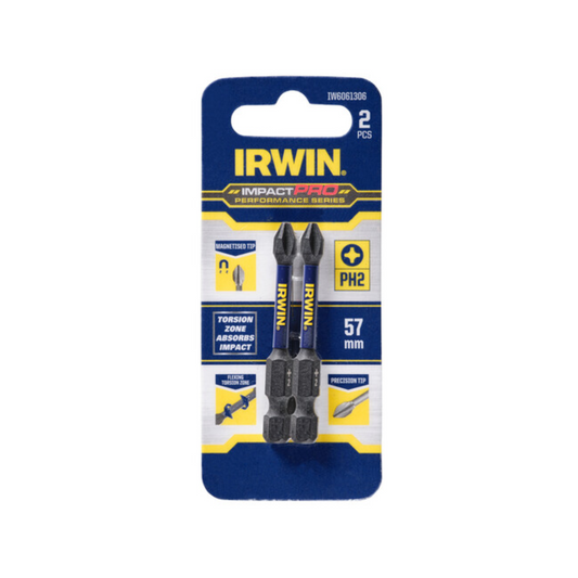 Irwin Impact Pro Performance Bits 57mm PH2 2 Pack