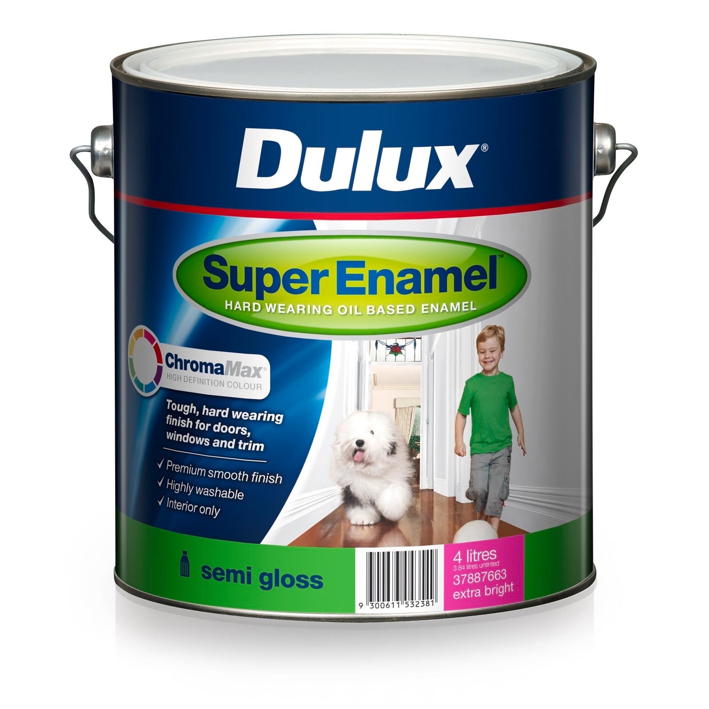 Dulux Super Enamel Paint - 4L - Semi Gloss Extra Bright