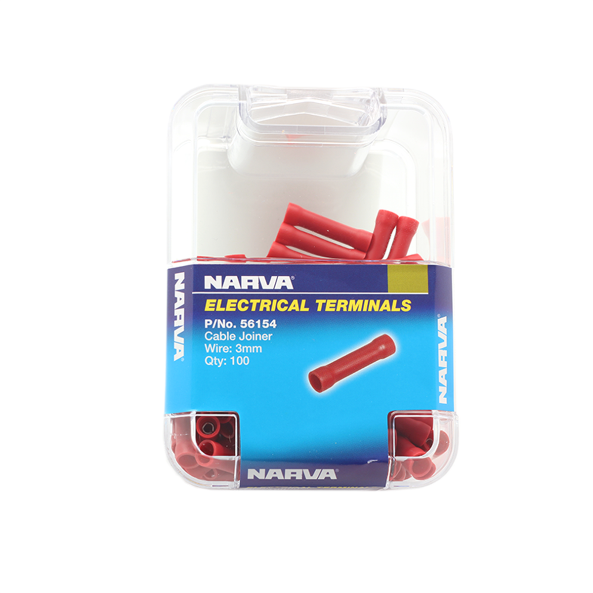 Narva Cable Joiner Butt Splice 2.5-3mm Red Flared Vinyl 100 Pack