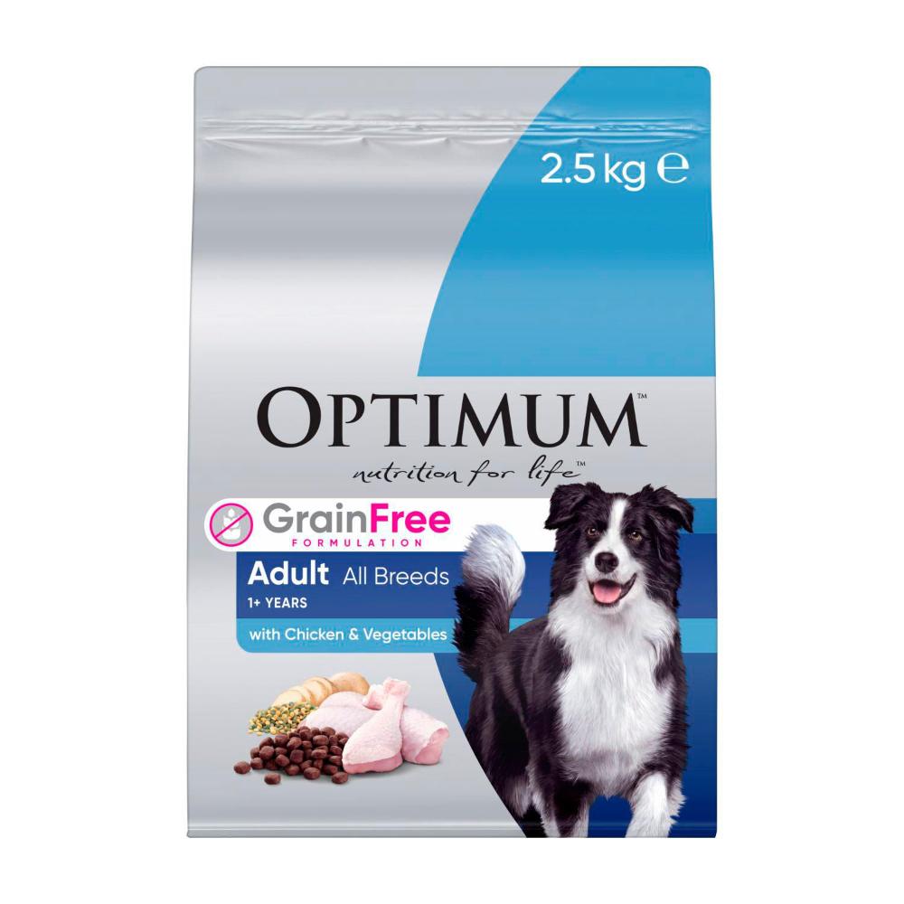 Optimum Adult All Breeds Grain Free Dry Dog Food Chicken & Vegetables - 2.5kg