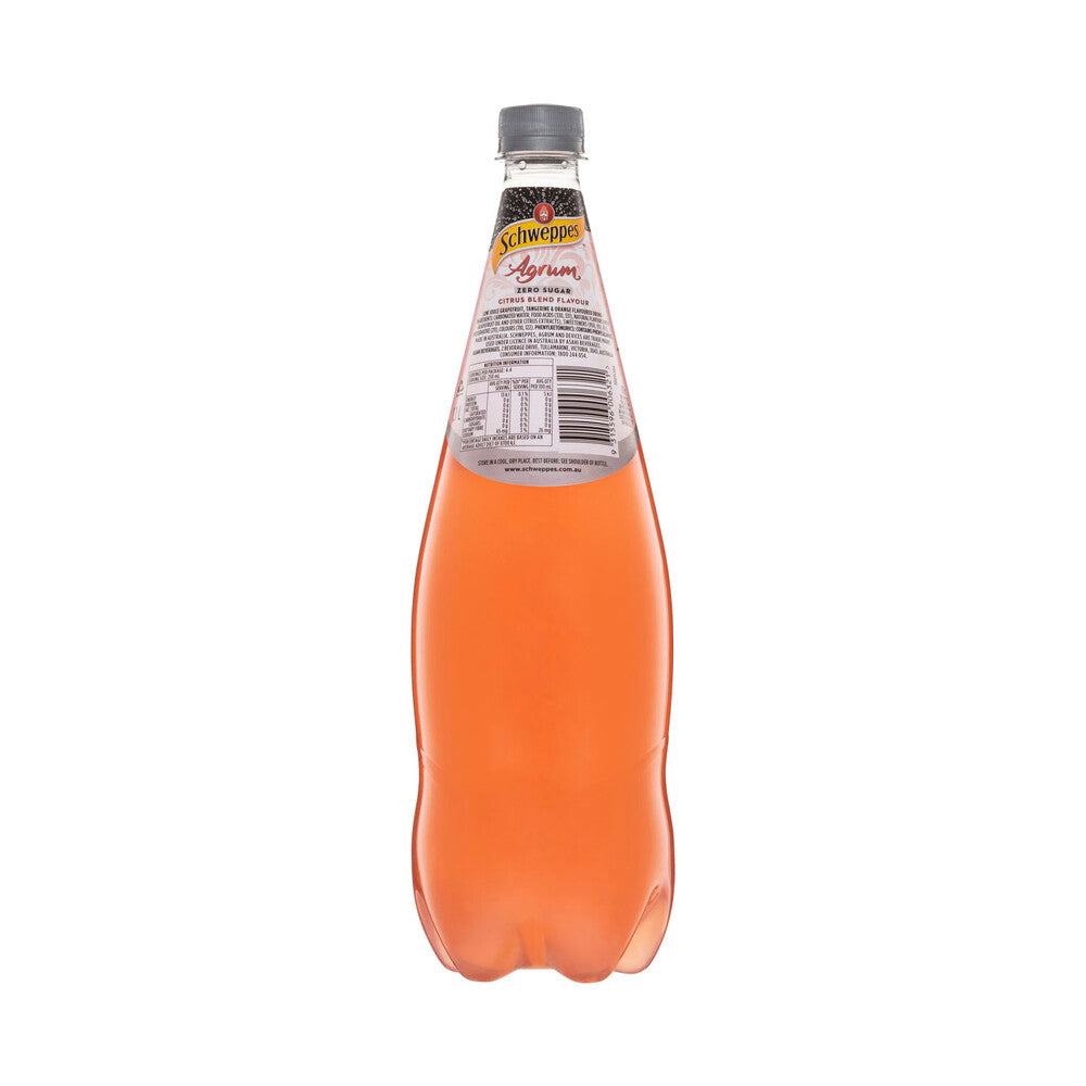 Schweppes Zero Sugar Agrum Citrus Blend Soft Drink Bottle - 1.1L