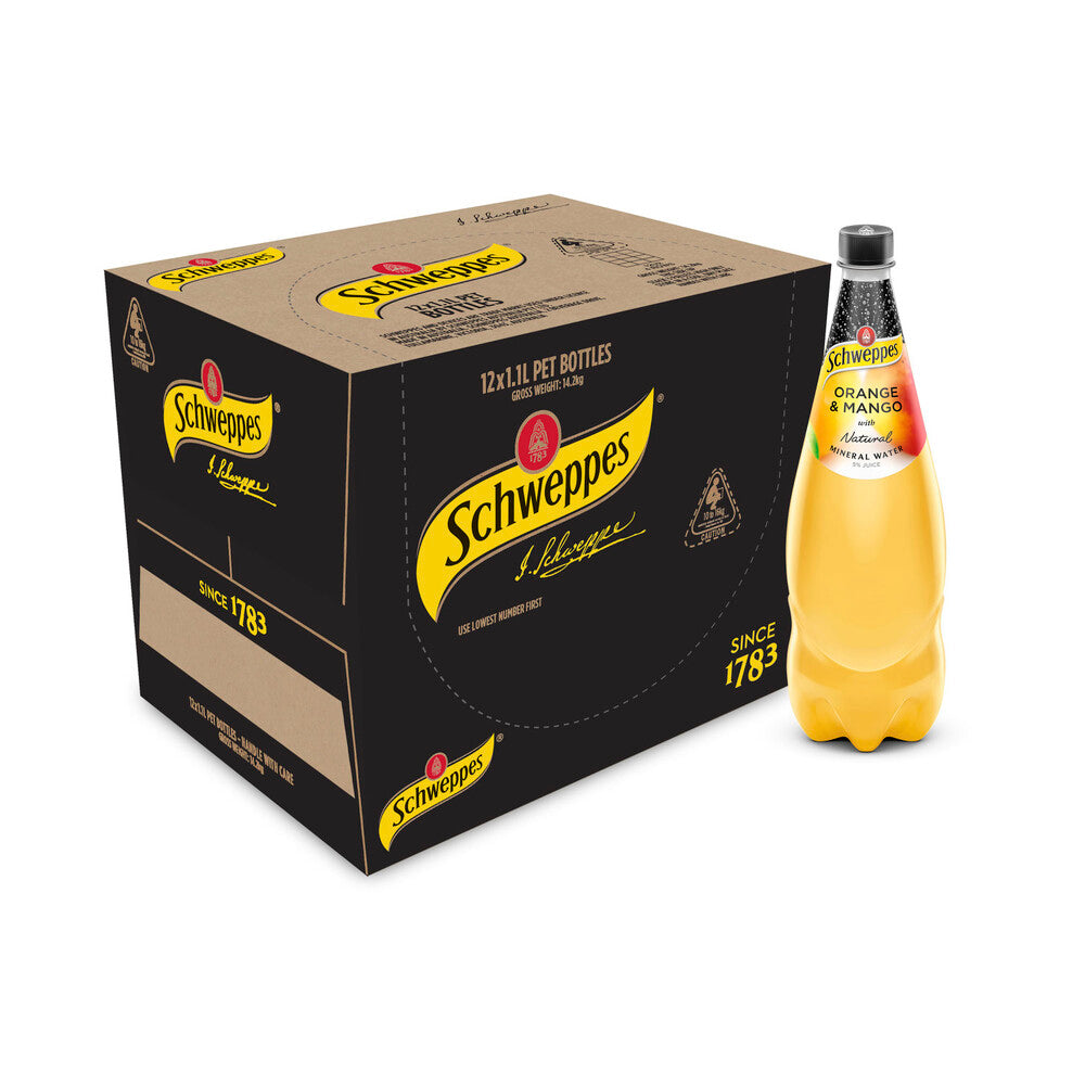 Schweppes Orange Mango Natural Mineral Water Bottle - 1.1L