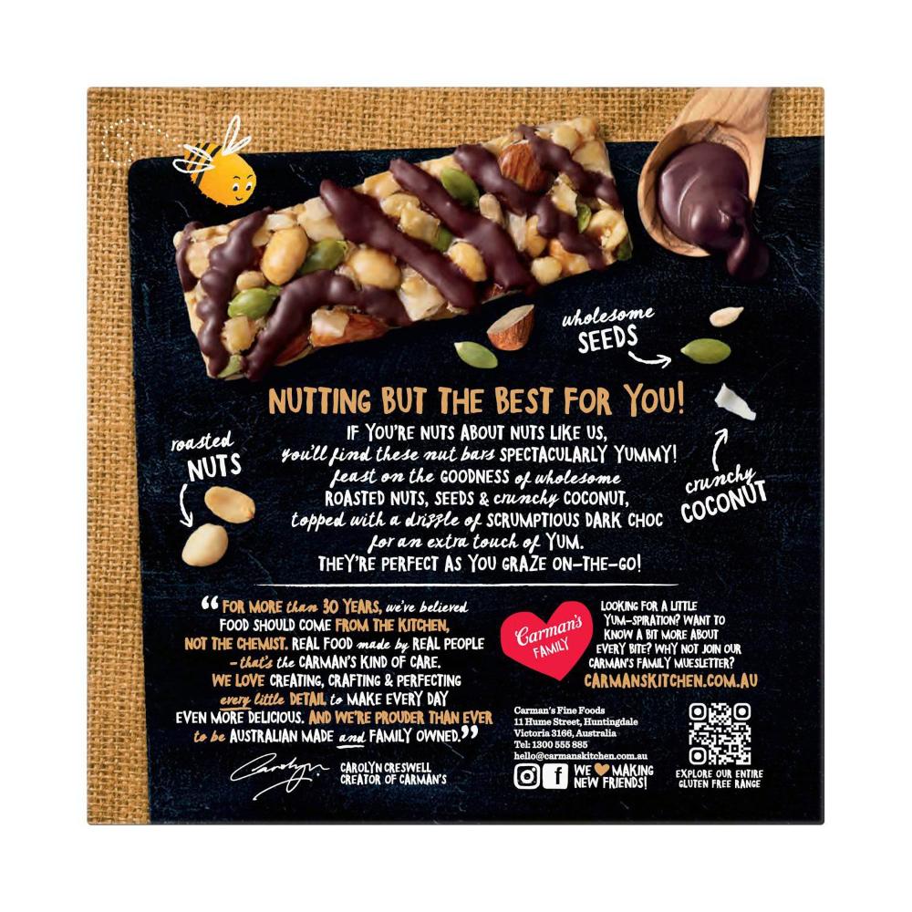 Carman's Dark Choc Macadamia & Coconut Nut Bar - 160g