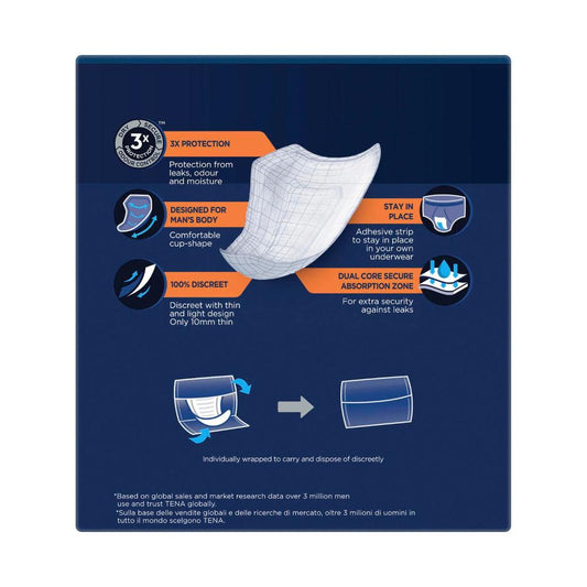 Tena Men Absorbent Protector Level 3 Super Incontinence Pads - 8 pack