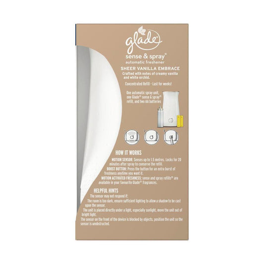 Glade Sense & Spray Automatic Air Freshener Sheer Vanilla Embrace - 1 each
