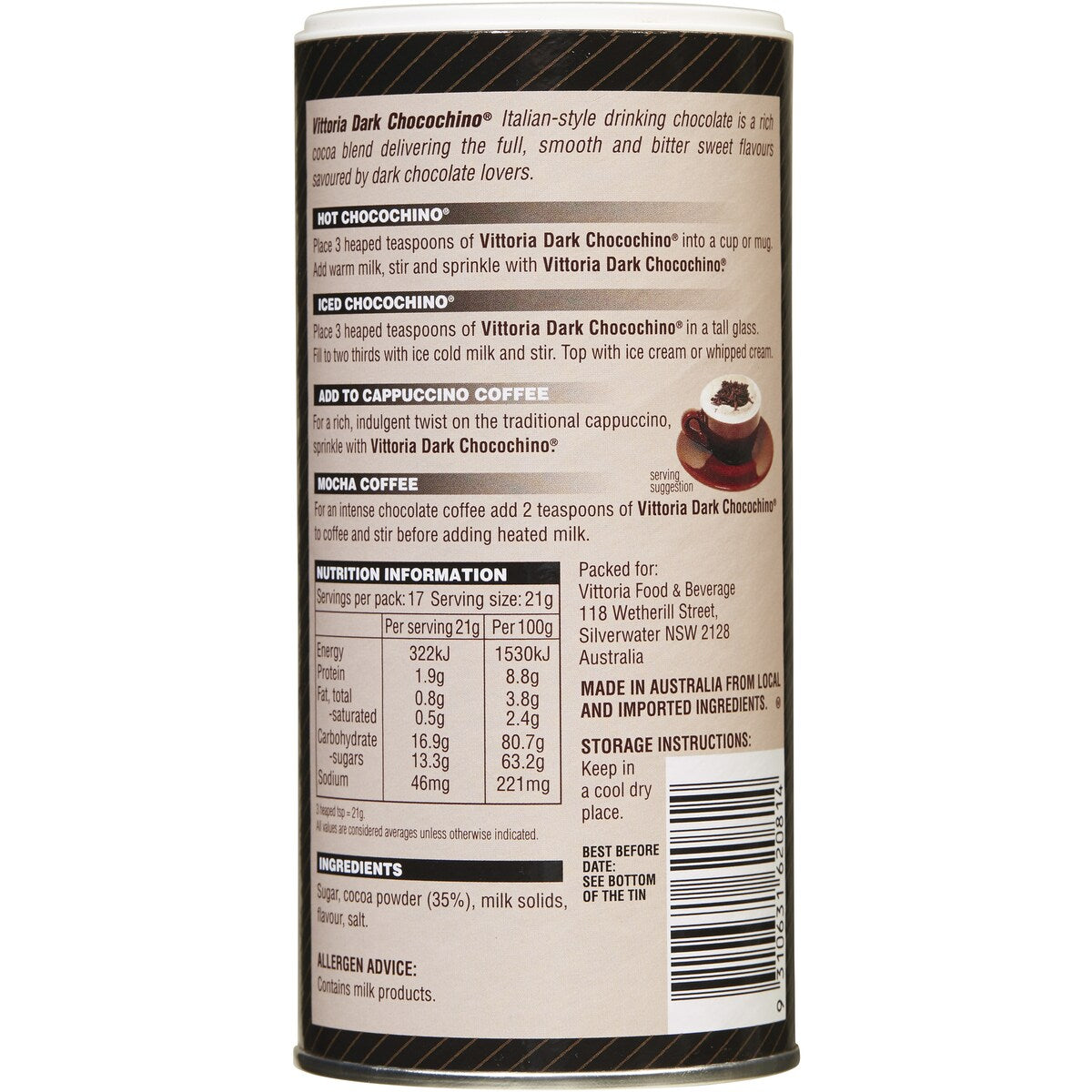 Vittoria Chocochino Dark Drinking Chocolate 375g