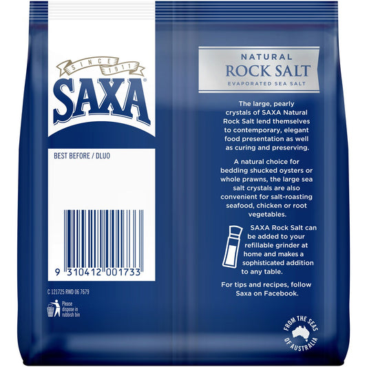 Saxa Refill Value Pack Natural Rock Salt 500g