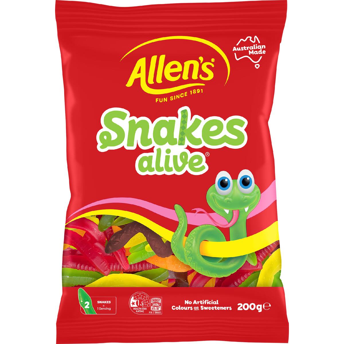 Allen's Snakes Alive Lollies Bag 200g