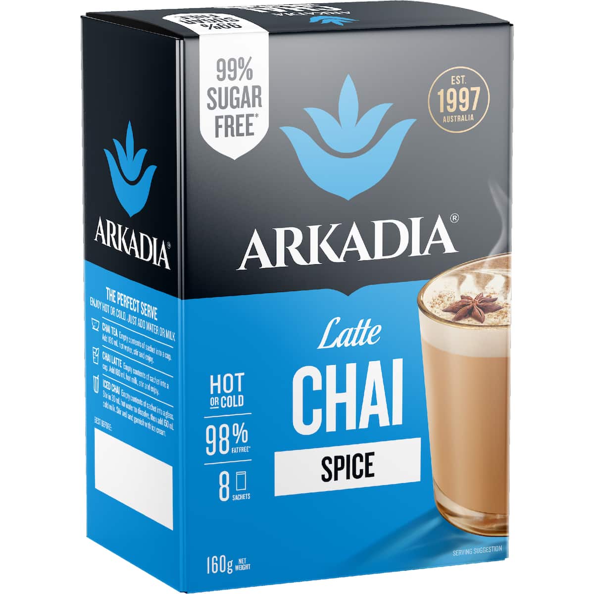 Arkadia Chai Spice Tea 99% Sugar Free 8 Pack