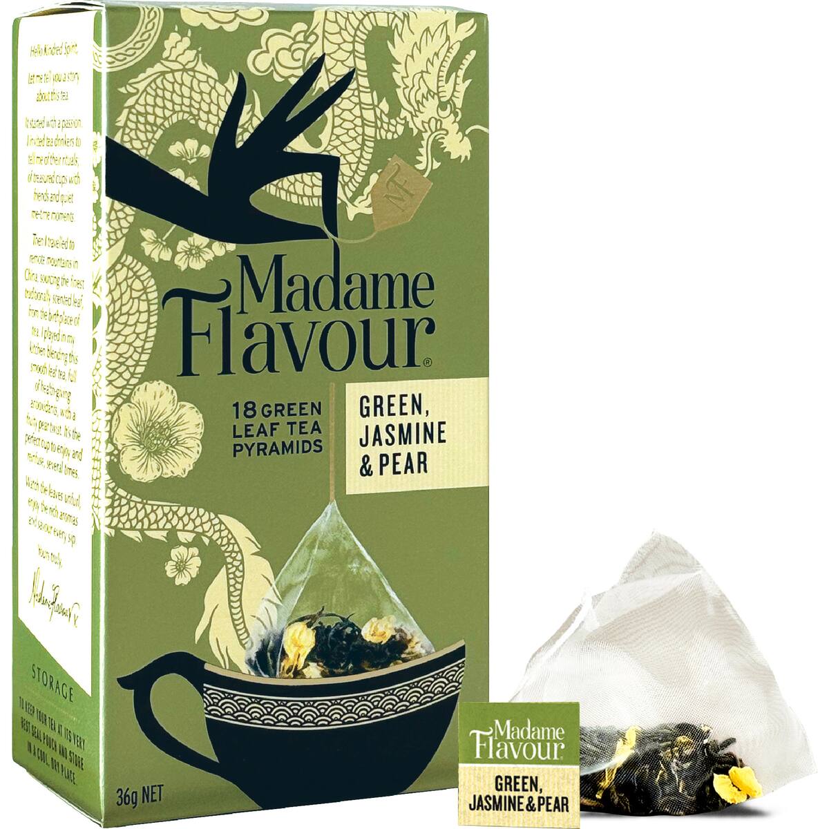 Madame Flavour Green Jasmine & Pear Tea Pods 18 Pack
