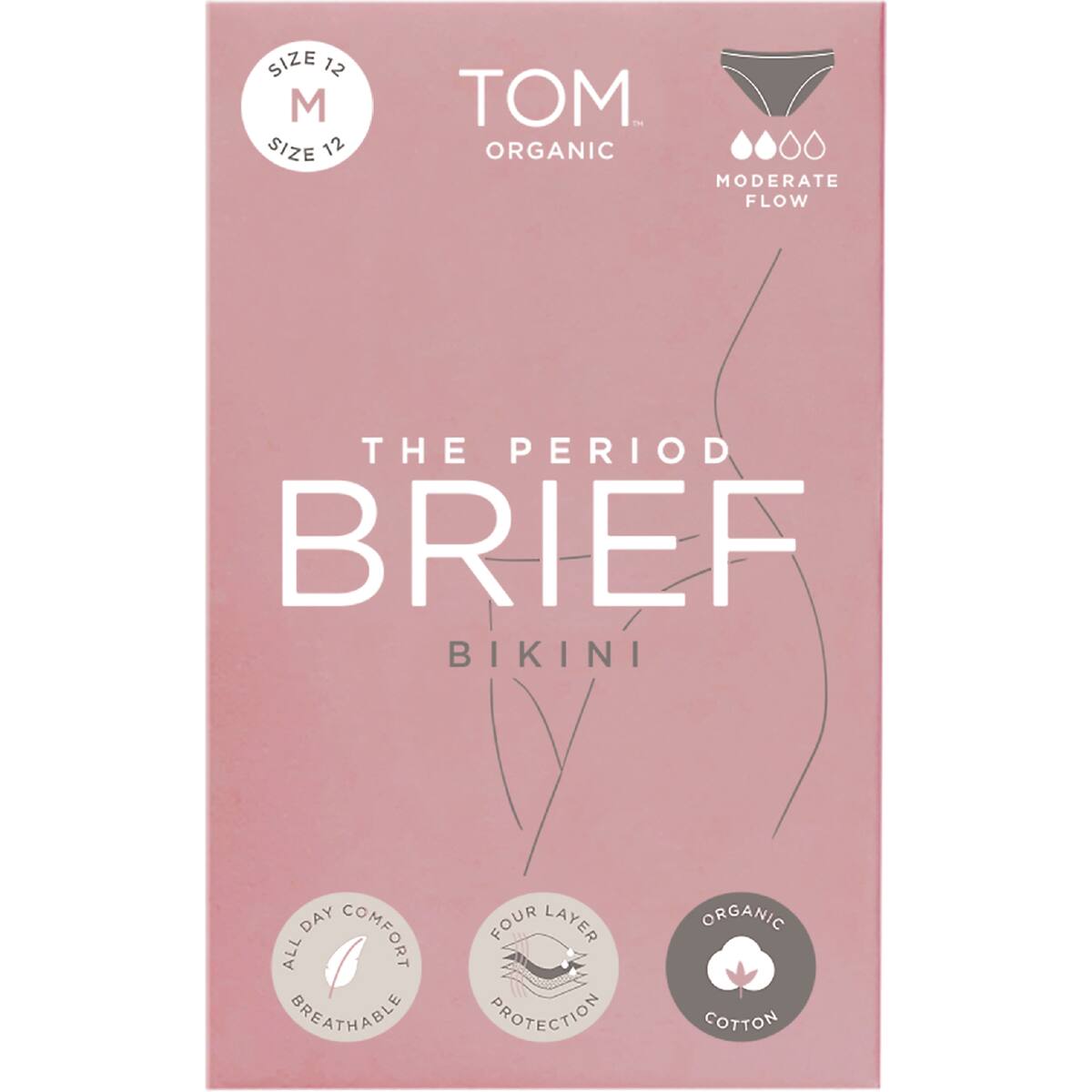 Tom Organic The Period Brief Bikini Moderate Flow Size Medium Each