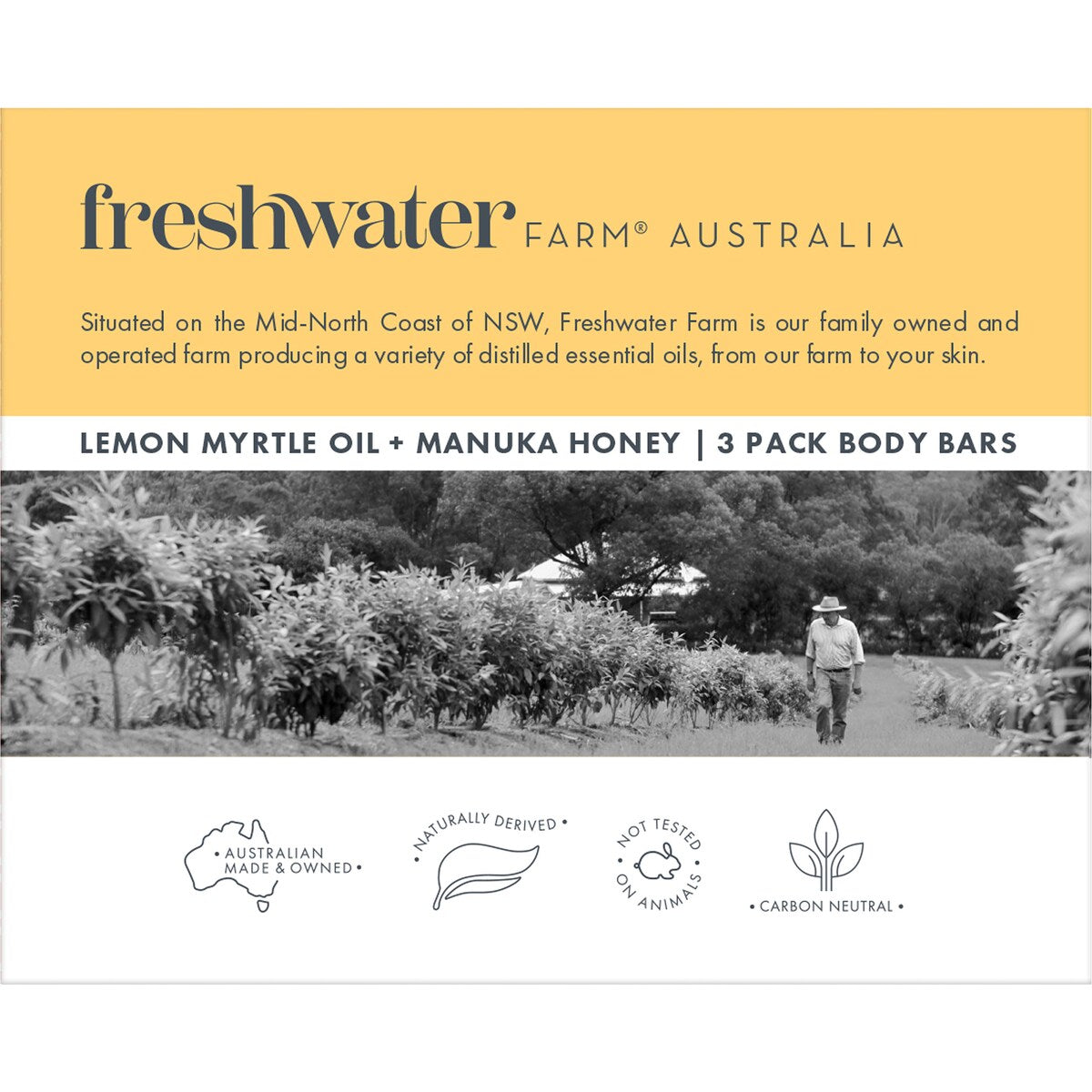 Freshwater Farm Lemon Myrtle Manuka Honey Soap 3 Pack