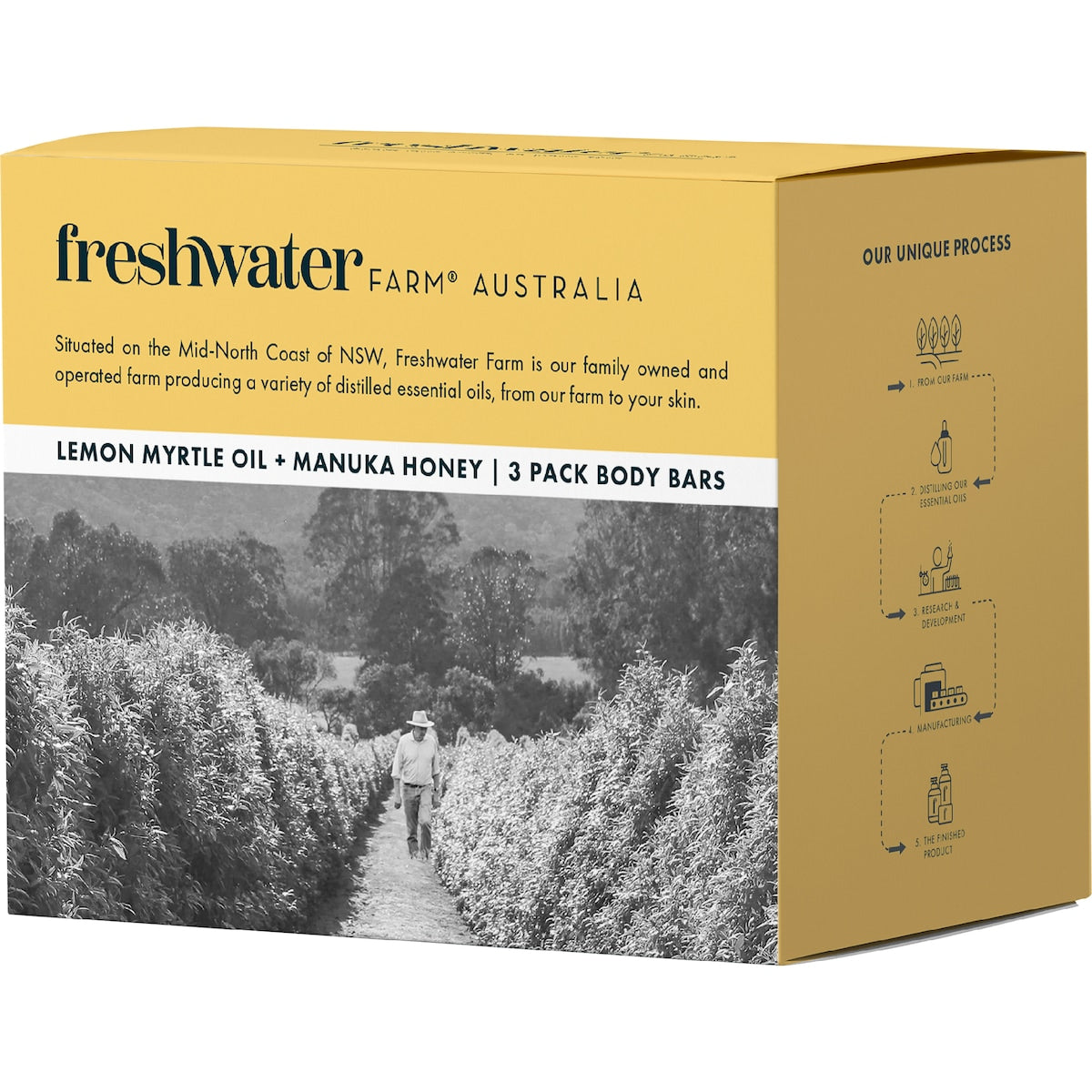 Freshwater Farm Australia Lemon Myrtle Manuka Honey Soap 100g X 3 Pack