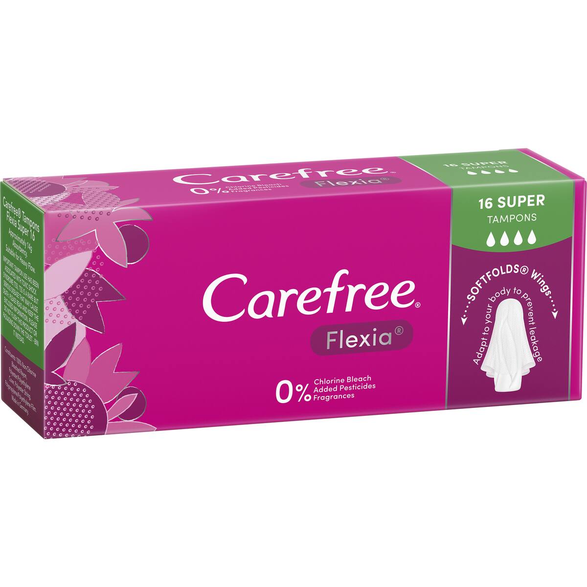 Carefree Flexia Super Tampons 16 Pack