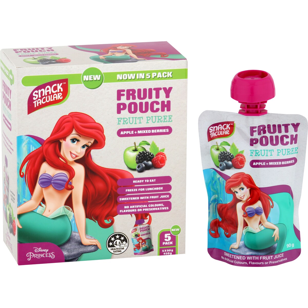Snacktacular Fruit Pouch Apple & Mixed Berries Puree 90g x 5 pack